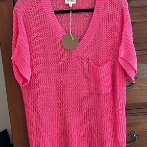 BiBi Pink V-Neck Sweater Size XL NWT